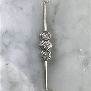 Antique Diamond Bar Pendant. 14K Gold. April Birthstone. 10th Anniversary Gift. Upcycled Jewelry. - Scotch Street Vintage