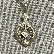 Load image into Gallery viewer, Antique Diamond Pendant. 10K White Gold Art Deco Filigree. April Birthstone. 10th Anniversary Gift. - Scotch Street Vintage