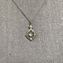 Load image into Gallery viewer, Antique Diamond Pendant. 10K White Gold Art Deco Filigree. April Birthstone. 10th Anniversary Gift. - Scotch Street Vintage