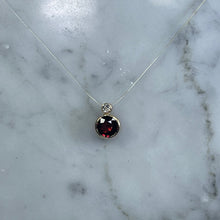 Load image into Gallery viewer, Antique Garnet and Diamond Pendant in 14K Rose Gold. January Birthstone. 2nd Anniversary Gift. - Scotch Street Vintage