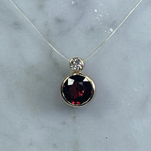 Load image into Gallery viewer, Antique Garnet and Diamond Pendant in 14K Rose Gold. January Birthstone. 2nd Anniversary Gift. - Scotch Street Vintage