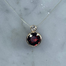 Load image into Gallery viewer, Antique Garnet and Diamond Pendant in 14K Rose Gold. January Birthstone. 2nd Anniversary Gift. - Scotch Street Vintage