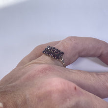 Load image into Gallery viewer, Antique Garnet Cluster Ring set in 10k Yellow Gold. January Birthstone in an Old Hollywood Glam Style. - Scotch Street Vintage