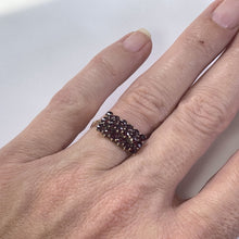 Load image into Gallery viewer, Antique Garnet Cluster Ring set in 10k Yellow Gold. January Birthstone in an Old Hollywood Glam Style. - Scotch Street Vintage