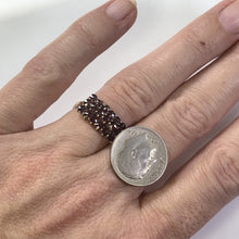 Load image into Gallery viewer, Antique Garnet Cluster Ring set in 10k Yellow Gold. January Birthstone in an Old Hollywood Glam Style. - Scotch Street Vintage
