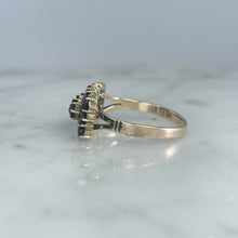 Load image into Gallery viewer, Antique Garnet Cluster Ring set in 10k Yellow Gold. January Birthstone in an Old Hollywood Glam Style. - Scotch Street Vintage