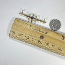 Load image into Gallery viewer, Antique Garnet Seed Pearl Bar Pendant in 15K Yellow Gold. Upcycled Repurposed Brooch. Estate Jewelry - Scotch Street Vintage