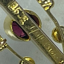 Load image into Gallery viewer, Antique Garnet Seed Pearl Bar Pendant in 15K Yellow Gold. Upcycled Repurposed Brooch. Estate Jewelry - Scotch Street Vintage