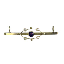 Load image into Gallery viewer, Antique Garnet Seed Pearl Bar Pendant in 15K Yellow Gold. Upcycled Repurposed Brooch. Estate Jewelry - Scotch Street Vintage