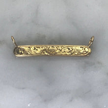 Load image into Gallery viewer, Antique Gold Bar Pendant. 14K Yellow Gold. Scroll Design. Upcycled Diaper Pin. Circa 1800s. - Scotch Street Vintage