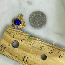 Load image into Gallery viewer, Antique Lapis and Seed Pearl Evil Eye Pendant in 18K Yellow Gold. Upcycled Repurposed Hatpin. - Scotch Street Vintage