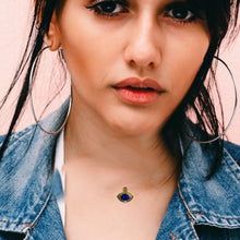 Load image into Gallery viewer, Antique Lapis and Seed Pearl Evil Eye Pendant in 18K Yellow Gold. Upcycled Repurposed Hatpin. - Scotch Street Vintage