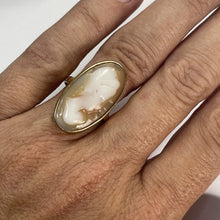 Load image into Gallery viewer, Antique Large Cameo Ring in 14K Yellow Gold Setting. Hand Carved Carnelian Shell Silhouette. - Scotch Street Vintage