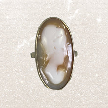 Load image into Gallery viewer, Antique Large Cameo Ring in 14K Yellow Gold Setting. Hand Carved Carnelian Shell Silhouette. - Scotch Street Vintage