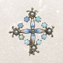 Load image into Gallery viewer, Antique Opal and Enamel Pendant or Brooch in 14k Yellow Gold Floral Design. Perfect Something Old. - Scotch Street Vintage