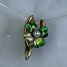 Load image into Gallery viewer, Antique Pearl and Enamel Flower Pendant in a 14k Yellow Gold Setting. 1910s Art Nouveau - Scotch Street Vintage