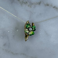 Load image into Gallery viewer, Antique Pearl and Enamel Flower Pendant in a 14k Yellow Gold Setting. 1910s Art Nouveau - Scotch Street Vintage