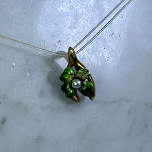 Load image into Gallery viewer, Antique Pearl and Enamel Flower Pendant in a 14k Yellow Gold Setting. 1910s Art Nouveau - Scotch Street Vintage