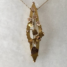 Load image into Gallery viewer, Antique Pendant or Brooch in 9k Yellow Gold with a Floral Bouquet and Bow. Repurposed Jewelry. - Scotch Street Vintage