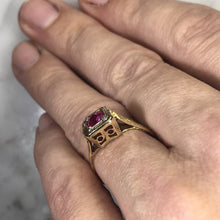 Load image into Gallery viewer, Antique Ruby Ring in 14K Yellow Gold Art Deco Filigree Setting. July Birthstone. 15th Anniversary. - Scotch Street Vintage