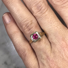 Load image into Gallery viewer, Antique Ruby Ring in 14K Yellow Gold Art Deco Filigree Setting. July Birthstone. 15th Anniversary. - Scotch Street Vintage