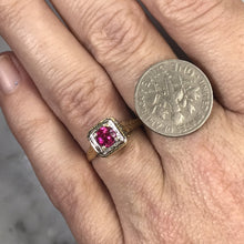 Load image into Gallery viewer, Antique Ruby Ring in 14K Yellow Gold Art Deco Filigree Setting. July Birthstone. 15th Anniversary. - Scotch Street Vintage