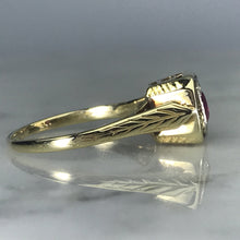 Load image into Gallery viewer, Antique Ruby Ring in 14K Yellow Gold Art Deco Filigree Setting. July Birthstone. 15th Anniversary. - Scotch Street Vintage