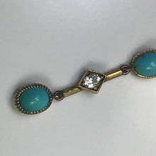 Load image into Gallery viewer, Antique Turquoise Diamond Pendant. 15K Yellow Gold. Drop Pendant. December Birthstone. - Scotch Street Vintage