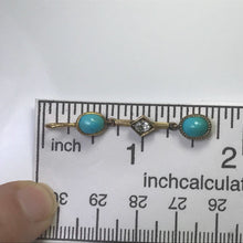 Load image into Gallery viewer, Antique Turquoise Diamond Pendant. 15K Yellow Gold. Drop Pendant. December Birthstone. - Scotch Street Vintage