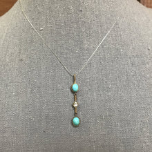 Load image into Gallery viewer, Antique Turquoise Diamond Pendant. 15K Yellow Gold. Drop Pendant. December Birthstone. - Scotch Street Vintage