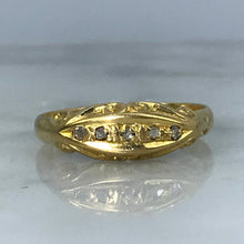 Load image into Gallery viewer, Antique Wedding Band. Diamond 18K Gold Ring. April Birthstone. 10th Anniversary Gift. Stacking Ring - Scotch Street Vintage