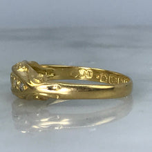 Load image into Gallery viewer, Antique Wedding Band. Diamond 18K Gold Ring. April Birthstone. 10th Anniversary Gift. Stacking Ring - Scotch Street Vintage