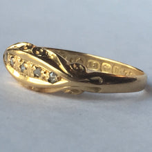 Load image into Gallery viewer, Antique Wedding Band. Diamond 18K Gold Ring. April Birthstone. 10th Anniversary Gift. Stacking Ring - Scotch Street Vintage