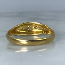 Load image into Gallery viewer, Antique Wedding Band. Diamond 18K Gold Ring. April Birthstone. 10th Anniversary Gift. Stacking Ring - Scotch Street Vintage