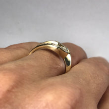 Load image into Gallery viewer, Aquamarine Diamond Ring. Modernist 10k Yellow Gold Setting. March Birthstone. 19th Anniversary Gift. - Scotch Street Vintage