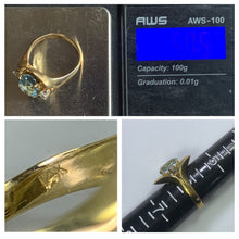 Load image into Gallery viewer, Aquamarine Diamond Statement Ring in a 14k Yellow Gold Modernist Setting. March Birthstone. - Scotch Street Vintage
