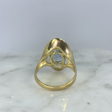 Load image into Gallery viewer, Aquamarine Diamond Statement Ring in a 14k Yellow Gold Modernist Setting. March Birthstone. - Scotch Street Vintage
