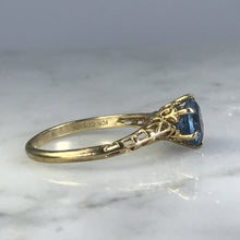 Load image into Gallery viewer, Aquamarine Engagement Ring by Crosby. 10k Yellow Gold Setting. March Birthstone. 19th Anniversary. - Scotch Street Vintage