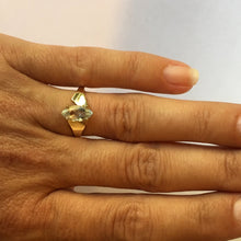 Load image into Gallery viewer, Aquamarine Ring. Modernist 10k Yellow Gold Setting. March Birthstone. 19th Anniversary. - Scotch Street Vintage