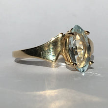 Load image into Gallery viewer, Aquamarine Ring. Modernist 10k Yellow Gold Setting. March Birthstone. 19th Anniversary. - Scotch Street Vintage