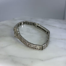 Load image into Gallery viewer, Art Deco Diamond Bracelet. 10K White Gold Filigree Link Bracelet. April Birthstone. - Scotch Street Vintage