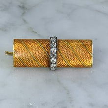 Load image into Gallery viewer, Art Deco Diamond Enamel Brooch in 14k Yellow Gold. Repuposed Necklace Pendant or Bracelet. - Scotch Street Vintage