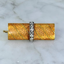 Load image into Gallery viewer, Art Deco Diamond Enamel Brooch in 14k Yellow Gold. Repuposed Necklace Pendant or Bracelet. - Scotch Street Vintage