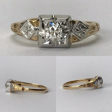 Load image into Gallery viewer, Art Deco Diamond Engagement Ring. 14K Gold. Estate Jewelry. April Birthstone. 10 Year Anniversary. - Scotch Street Vintage