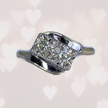 Load image into Gallery viewer, Art Deco Diamond Engagement Ring in 14K Gold. 10 Year Anniversary Gift. Estate Fine Jewelry. - Scotch Street Vintage
