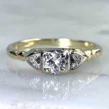 Load image into Gallery viewer, Art Deco Diamond Engagement Ring in 14K Gold. Unique Engagement Ring. 1920s Proposal Ring - Scotch Street Vintage