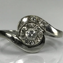 Load image into Gallery viewer, Art Deco Diamond Engagement Ring in 14K White Gold. April Birthstone. 10 Year Anniversary Gift. - Scotch Street Vintage