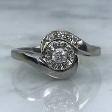Load image into Gallery viewer, Art Deco Diamond Engagement Ring in 14K White Gold. April Birthstone. 10 Year Anniversary Gift. - Scotch Street Vintage