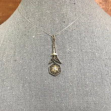 Load image into Gallery viewer, Art Deco Diamond Pendant. 14K White Gold Filigree. April Birthstone. 10th Anniversary Gift. - Scotch Street Vintage