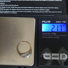 Load image into Gallery viewer, Art Deco Diamond Shield Ring. 14K Gold Filigree Setting. April Birthstone. 10 Year Anniversary. - Scotch Street Vintage
